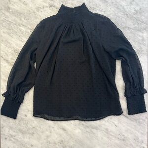 Romeo & Juliet Couture Black Textured Mock Neck Blouse